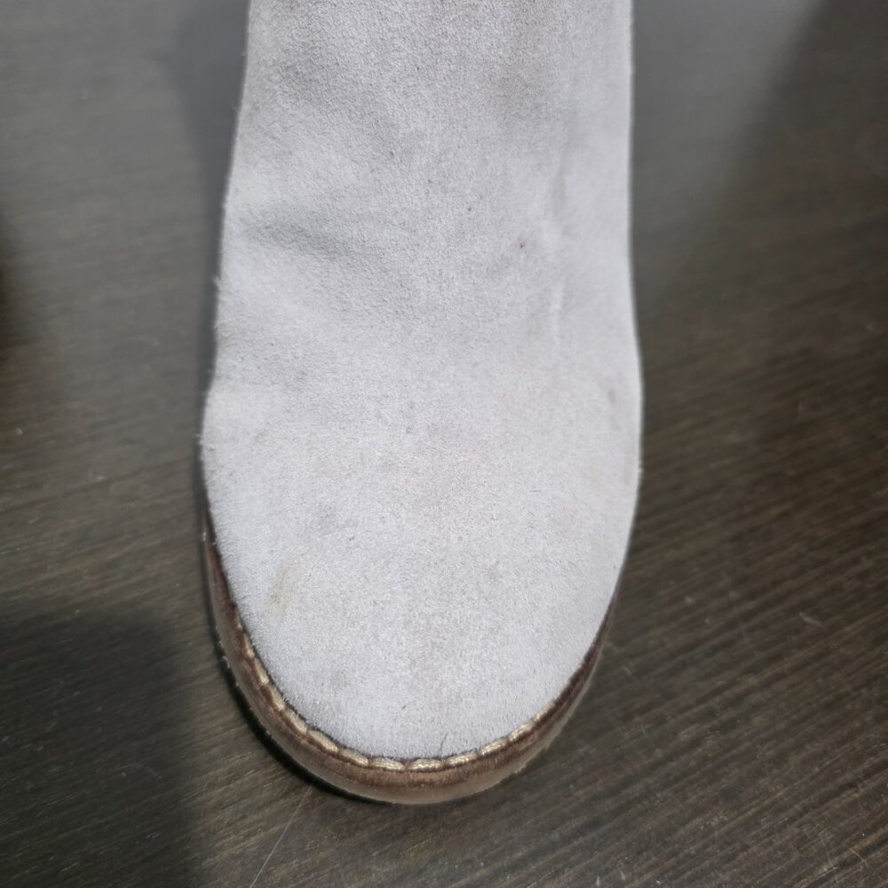 Lucky Brand LK-YABBA Gray Suede Wedge Zip Ankle Booties 9M/40 - Picture 4 of 16